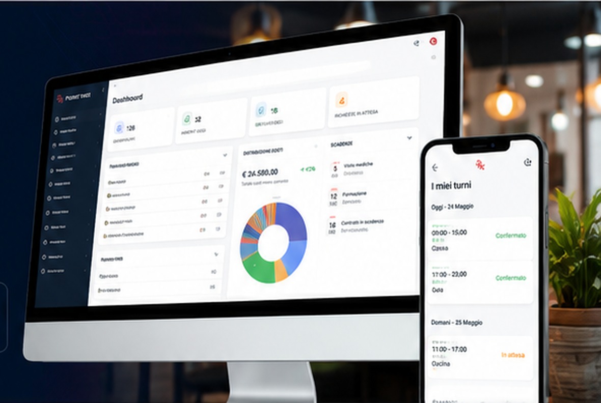 Dashboard desktop e app mobile per gestione dipendenti
